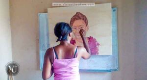 Self Taught Artist, Vivian Uwakwe Painting Her First Oil Portrait
