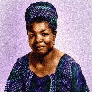 Maya Angelou digitally coloured photo in African attire